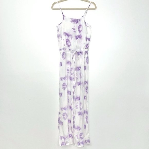 New Shinestar Tie Dye Sleeveless Straight Leg Jumpsuit White Purple Size Small - Picture 6 of 16